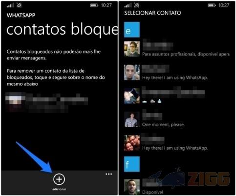 Como bloquear contatos no Whatsapp no Windows Phone