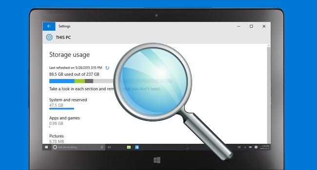 Monitore o espaço de armazenamento com o Windows 10