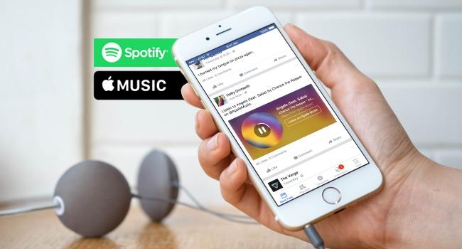 Spotify e Apple Music aparecerão no feed do Facebook