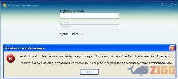 Quem tem o MSN 8.1 e 8.5 precisa fazer a atualização para a versão 2009