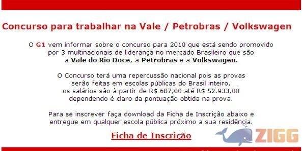 Falso e-mail divulga concursos com salários de até R$ 53 mil