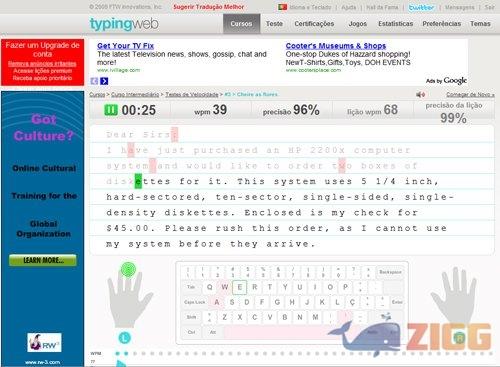 TypingWeb: datilografia 2.0 para quem quer aprender a digitar corretamente