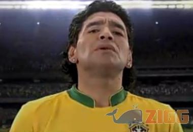 Hackers vestem Maradona com camisa do Brasil