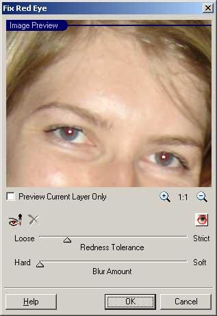 Retire olhos vermelhos
