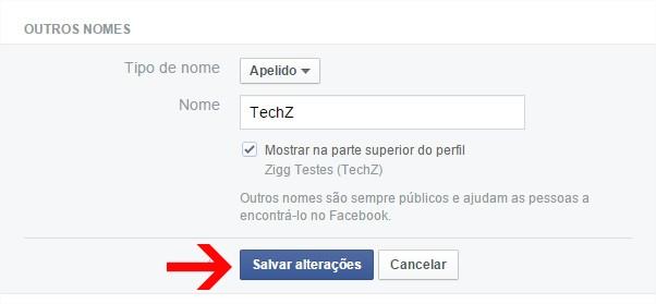 Facebook: Como adicionar apelido ou nome alternativo na rede social 7 apelido facebook
