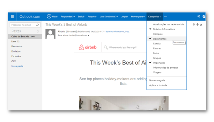 Como criar tags e filtros no Outlook 4