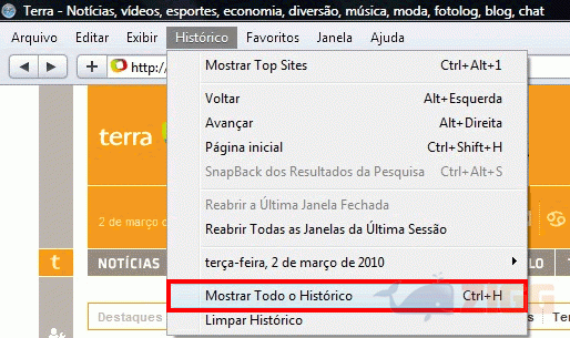 Como limpar histórico de navegação no Safari 5 safari