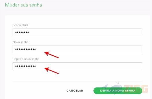 mudar senha spotify