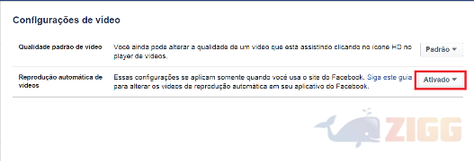 Facebook - Configurações de video