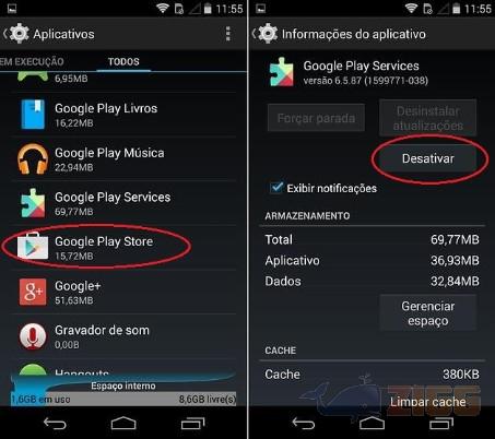 Consertando o erro "Google Play Services has stopped” 5 googlePlay