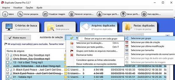 Excluindo os arquivos - Duplicate Cleaner