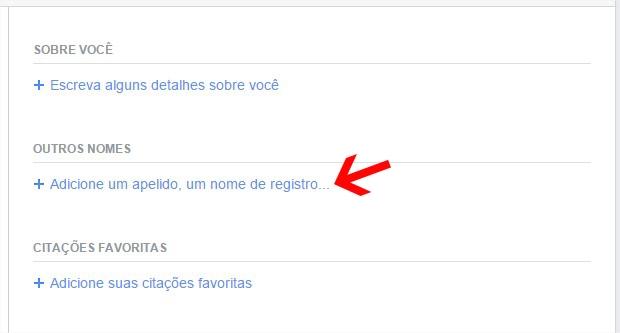 Facebook: Como adicionar apelido ou nome alternativo na rede social 5 apelido facebook