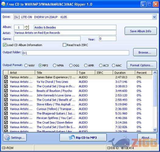 Free CD to WAV MP3 WMA AMR AC3 AAC Ripper 1