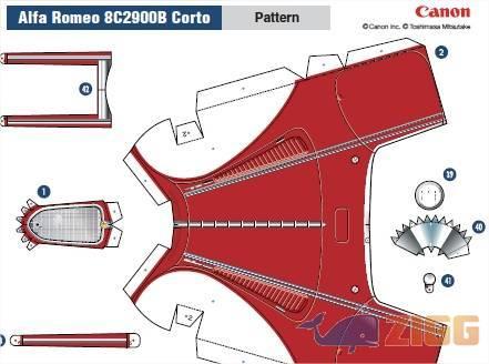 Alfa Romeo 8C2900B Corto Papertoy
