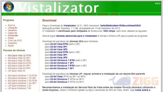Vistalizator pacotes de idiomas MUI 1 Vistalizator