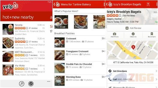 Yelp para Windows Phone
