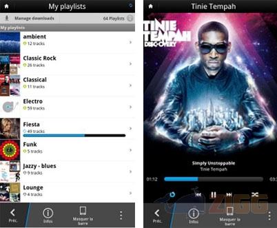 Deezer 1 Deezer oara blackberry