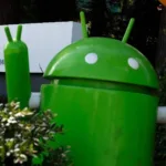 Robô mascote do sistema Android, na sede do Google, em Mountain View, na Califórnia (EUA)